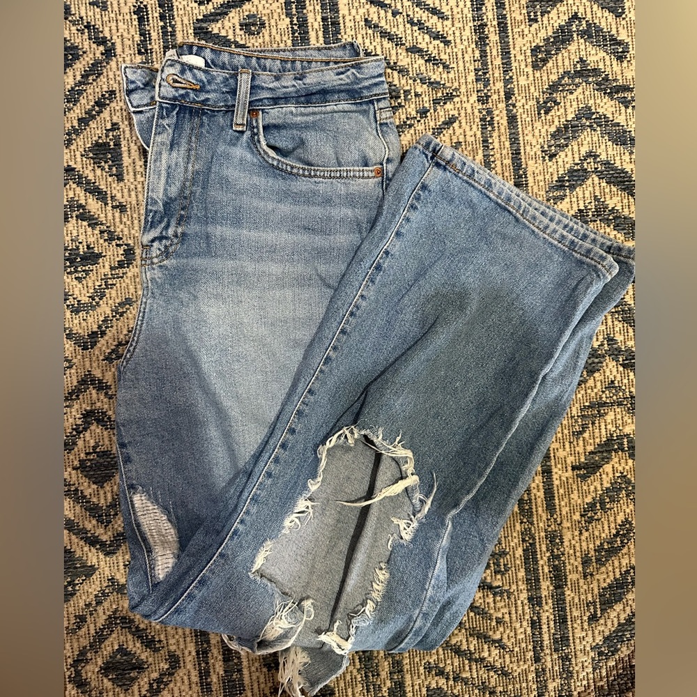 Forever 21 Wide Leg Jeans distressed Size 30